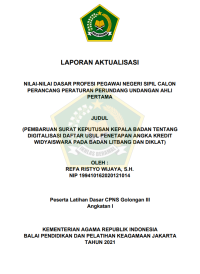 Image of (PEMBARUAN SURAT KEPUTUSAN KEPALA BADAN TENTANG DIGITALISASI DAFTAR USUL PENETAPAN ANGKA KREDIT WIDYAISWARA PADA BADAN LITBANG DAN DIKLAT)