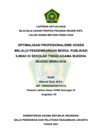 OPTIMALISASI PROFESIONALISME DOSEN MELALUI PENGEMBANGAN MODUL PUBLIKASI ILMIAH DI SEKOLAH TINGGI AGAMA BUDDHA NEGERI SRIWIJAYA