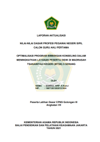 OPTIMALISASI PROGRAM BIMBINGAN KONSELING DALAM MENINGKATKAN LAYANAN PESERTA DIDIK DI MADRASAH TSANAWIYAH NEGERI (MTSN) 5 SERANG