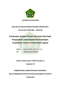 Pembuatan Aplikasi Sistem Informasi Data Hasil Pengawasan pada Inspektorat Investigasi, Inspektorat Jenderal Kementerian Agama