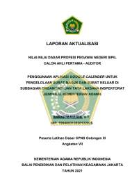 PENGGUNAAN APLIKASI GOOGLE CALENDER UNTUK PENGELOLAAN SURAT MASUK DAN SURAT KELUAR DI SUBBAGIAN ORGANISASI DAN TATA LAKSANA INSPEKTORAT JENDERAL KEMENTERIAN AGAMA