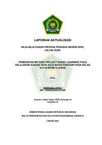 PENERAPAN METODE PROJECT BASED LEARNING PADA PELAJARAN AQIDAH AKHLAQ DI MASA PANDEMI PADA KELAS IX.D DI MTSN 5 LEBAK