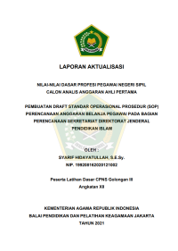 PEMBUATAN DRAFT STANDAR OPERASIONAL PROSEDUR (SOP) PERENCANAAN ANGGARAN BELANJA PEGAWAI PADA BAGIAN PERENCANAAN SEKRETARIAT DIREKTORAT JENDERAL PENDIDIKAN ISLAM