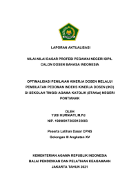 OPTIMALISASI PENILAIAN KINERJA DOSEN MELALUI PEMBUATAN PEDOMAN INDEKS KINERJA DOSEN (IKD) DI SEKOLAH TINGGI AGAMA KATOLIK (STAKat) NEGERI  PONTIANAK