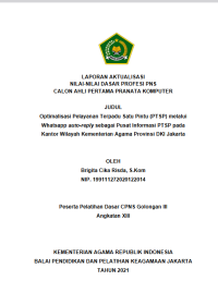 Optimalisasi Pelayanan Terpadu Satu Pintu (PTSP) melalui Whatsapp auto-reply sebagai Pusat Informasi PTSP pada Kantor Wilayah Kementerian Agama Provinsi DKI Jakarta