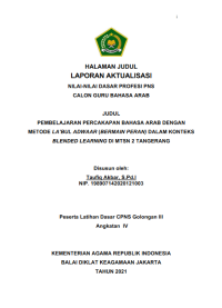 Image of PEMBELAJARAN PERCAKAPAN BAHASA ARAB DENGAN METODE LA’BUL ADWAAR (BERMAIN PERAN) DALAM KONTEKS BLENDED LEARNING DI MTSN 2 TANGERANG