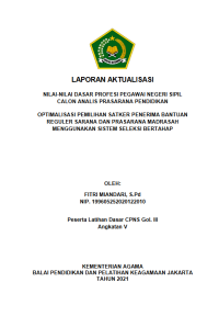 OPTIMALISASI PEMILIHAN SATKER PENERIMA BANTUAN REGULER SARANA DAN PRASARANA MADRASAH MENGGUNAKAN SISTEM SELEKSI BERTAHAP