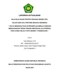 UPAYA MENINGKATKAN KETERAMPILAN MENULIS DENGAN MENGGUNAKAN TEKNIK PENGELOMPOKKAN (CLUSTERING) PADA SISWA KELAS VII MTs NEGERI 7 PANDEGLANG