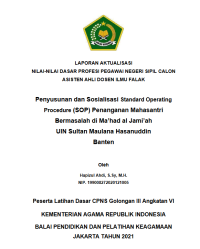 Penyusunan dan Sosialisasi Standard Operating Procedure (SOP) Penanganan Mahasantri Bermasalah di Ma’had al Jami’ah UIN Sultan Maulana Hasanuddin Banten