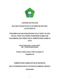 PENGUMPULAN DAN PENGARSIPAN POLICY BRIEF SECARA DIGITAL PADA PUSLITBANG PENDIDIKAN AGAMA DAN KEAGAMAAN, BALITBANG DIKLAT KEMENTERIAN AGAMA RI