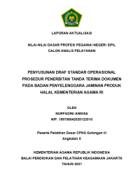 PENYUSUNAN DRAF STANDAR OPERASIONAL PROSEDUR PENERBITAN TANDA TERIMA DOKUMEN PADA BADAN PENYELENGGARA JAMINAN PRODUK HALAL KEMENTERIAN AGAMA RI