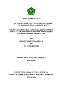 PEMUTAKHIRAN DATA MOU/ KERJA SAMA SEBAGAI PRODUK HUKUM DALAM JARINGAN DOKUMENTASI DAN INFORMASI HUKUM (JDIH) KEMENTERIAN AGAMA