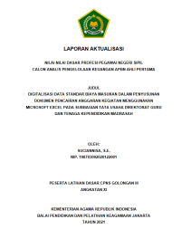 DIGITALISASI DATA STANDAR BIAYA MASUKAN DALAM PENYUSUNAN DOKUMEN PENCAIRAN ANGGARAN KEGIATAN MENGGUNAKAN MICROSOFT EXCEL PADA SUBBAGIAN TATA USAHA DIREKTORAT GURU DAN TENAGA KEPENDIDIKAN MADRASAH