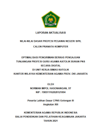 OPTIMALISASI PENGIRIMAN BERKAS PENGAJUAN TUNJANGAN PROFESI GURU AGAMA KATOLIK BUKAN PNS SECARA DIGITAL DI UNIT KERJA BIMAS KATOLIK KANTOR WILAYAH KEMENTERIAN AGAMA PROV. DKI JAKARTA