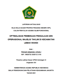 OPTIMALISASI PEMBINAAN PENGAJUAN IZIN OPERASIONAL MAJELIS TAKLIM DI KECAMATAN LEBAK WANGI