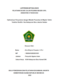 Optimalisasi Penyuluhan dengan Metode Presentasi di Majelis Taklim Tanbihul Ghofilin Kec.Kebayoran Baru Jakarta Selatan