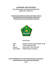 PENYUSUNAN PEDOMAN KODE ETIK DOSEN, TENAGA KEPENDIDIKAN DAN MAHASISWA DI SEKOLAH TINGGI AGAMA KATOLIK NEGERI PONTIANAK