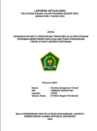 PENINGKATAN MUTU PERGURUAN TINGGI MELALUI PENYUSUNAN PEDOMAN MONITORING DAN EVALUASI PADA PERGURUAN TINGGI STAKAT NEGERI PONTIANAK