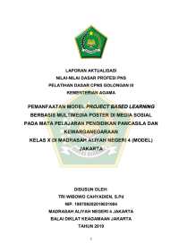 PEMANFAATAN MODEL PROJECT BASED LEARNING BERBASIS MULTIMEDIA POSTER DI MEDIA SOSIAL PADA MATA PELAJARAN PENDIDIKAN PANCASILA DAN KEWARGANEGARAAN KELAS X DI MADRASAH ALIYAH NEGERI 4 (MODEL) JAKARTA