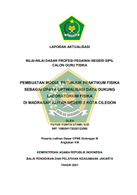 PEMBUATAN MODUL PETUNJUK PRAKTIKUM FISIKA SEBAGAI UPAYA OPTIMALISASI DAYA DUKUNG LABORATORIUM FISIKA DI MADRASAH ALIYAH NEGERI 2 KOTA CILEGON