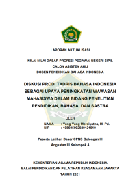 DISKUSI PRODI TADRIS BAHASA INDONESIA SEBAGAI UPAYA PENINGKATAN WAWASAN MAHASISWA DALAM BIDANG PENELITIAN PENDIDIKAN, BAHASA, DAN SASTRA