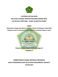 Optimalisasi Penggunaan Media Audio Visual Dalam Pembelajaran Tajwid Mata Pelajaran Al-Qur’an Hadits Kelas VII Di Madrasah Tsanawiyah Negeri 5 Lebak