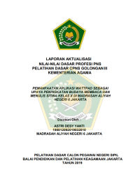 Image of PEMANFAATAN APLIKASI WATTPAD SEBAGAI UPAYA PENINGKATAN BUDAYA MEMBACA DAN MENULIS SISWA KELAS X DI MADRASAH ALIYAH NEGERI 6 JAKARTA