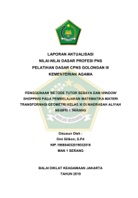 Image of PENGGUNAAN METODE TUTOR SEBAYA DAN WINDOW SHOPPING PADA PEMBELAJARAN MATEMATIKA MATERI TRANSFORMASI GEOMETRI KELAS XI DI MADRASAH ALIYAH NEGERI 1 SERANG