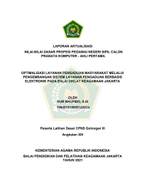 Image of OPTIMALISASI LAYANAN PENGADUAN MASYARAKAT MELALUI PENGEMBANGAN SISTEM LAYANAN PENGADUAN BERBASIS ELEKTRONIK PADA BALAI DIKLAT KEAGAMAAN JAKARTA