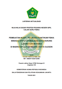 Image of PEMBUATAN MODUL PETUNJUK PRAKTIKUM FISIKA SEBAGAI UPAYA OPTIMALISASI DAYA DUKUNG LABORATORIUM FISIKA DI MADRASAH ALIYAH NEGERI 2 KOTA CILEGON